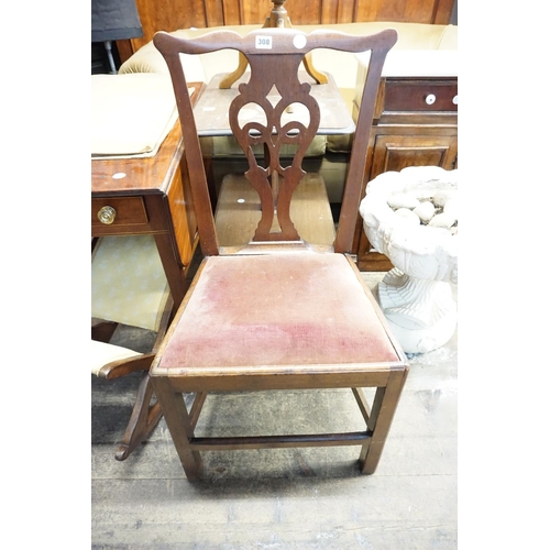 308 - A Georgian mahogany chair with a lyre shaped splat back