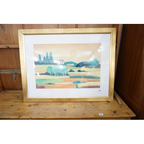 323 - A watercolour of a Tuscan rural scene