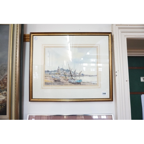348 - A framed watercolour of a harbour scene - Ronald Crampton