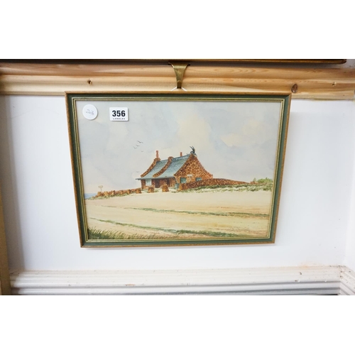 356 - A watercolour of Queen Alexandra's bungalow, Snettisham Beach - Partridge