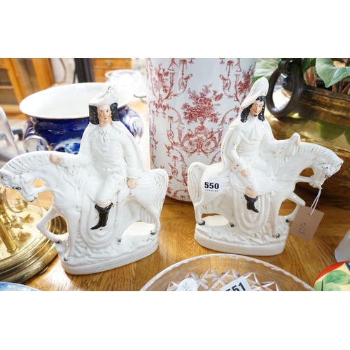 550 - 2 Staffordshire flat backs - riders on horses