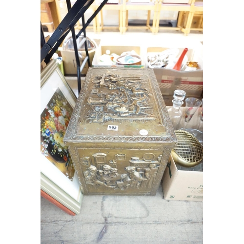 562 - A brass bound coal box