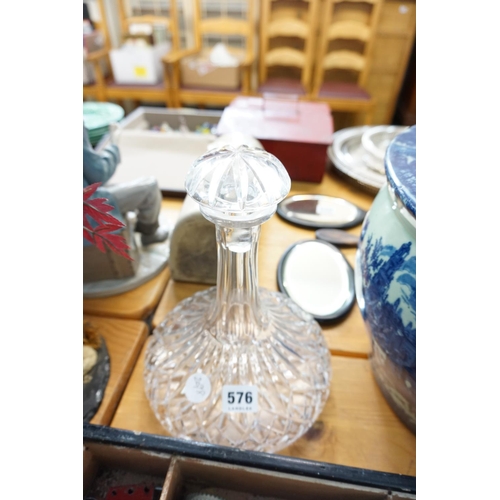 576 - Cut glass ships decanter