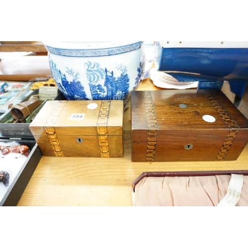 584 - 2 inlaid wooden boxes