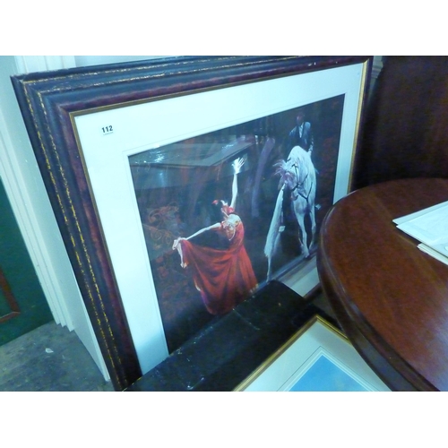 112 - A large framed print of a Flamenco scene