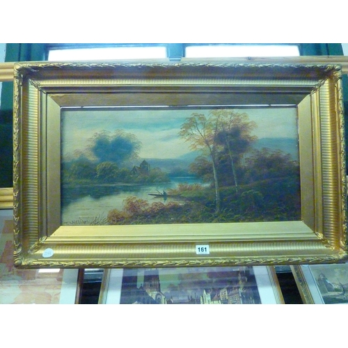 161 - A decoratively framed oil painting of a river scene - T Weston