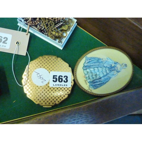 563 - A miniature painting of a lady and a compact