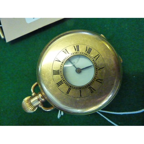 587 - A 10ct gold plated pocket watch with subsidiary seconds