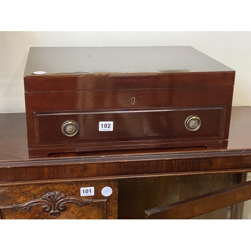 102 - A mahogany cutlery box