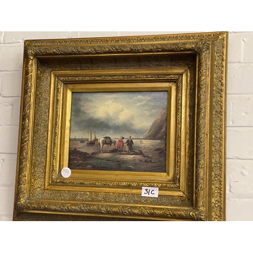 31c - A decoratively framed beach scene with fisherfolk to the foreground