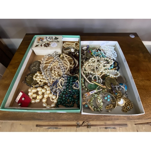 44 - 2 trays of assorted costume jewellery