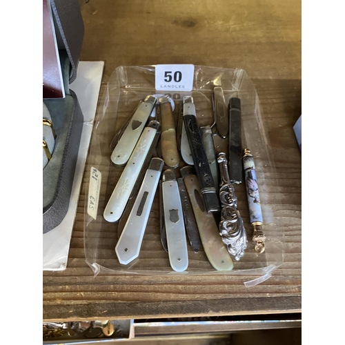 50 - A collection of silver bladed fruit knives etc