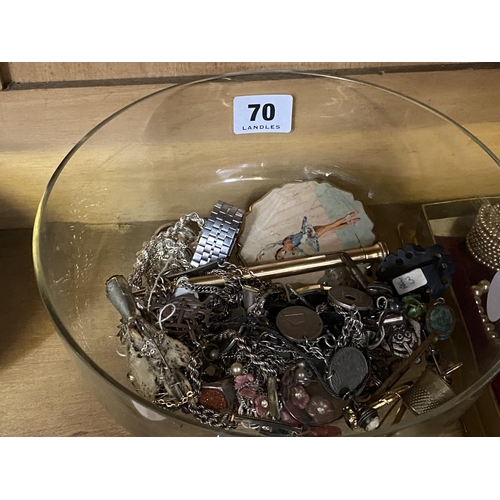 70 - A bowl of assorted jewellery