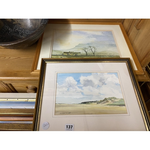 137 - 2 watercolours (one of Holkham beach)