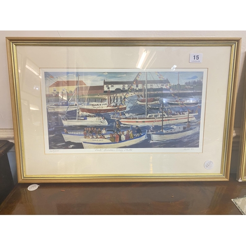 15 - A Lewis Limited Edition print of boats at Burnham Overy Staithe