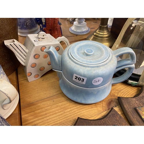 203 - 2 deco teapots