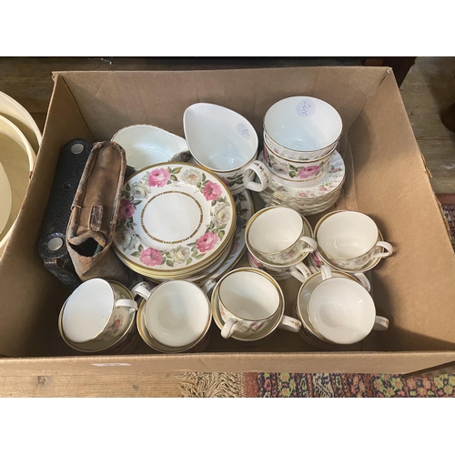 33 - A quantity of Royal Worcester Royal Garden tea and coffee ware and an antique camera