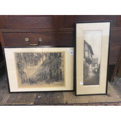 8 - 2 framed pictures of buildings