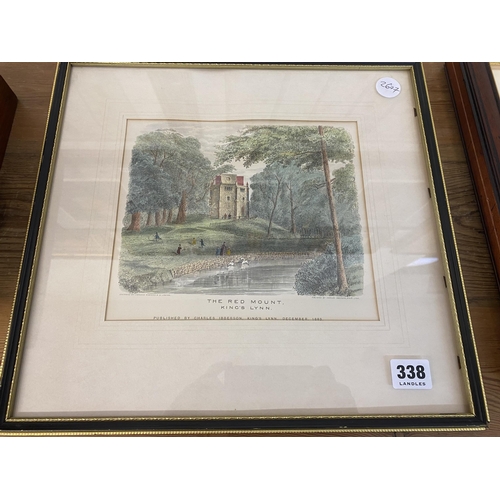 338 - A framed coloured etching of the Red Mount, King's Lynn