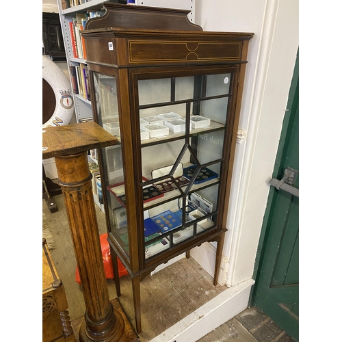 380 - An Edwardian mahogany and inlaid astragal glazed display cabinet