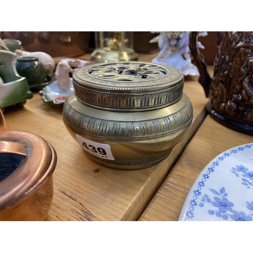 439 - A heavy brass pot pourri pot