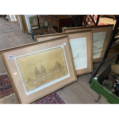 442 - 3 framed prints of London scenes