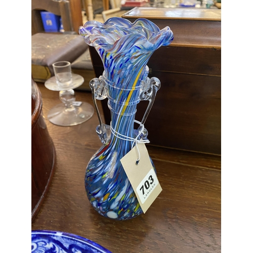 703 - A studio rainbow glass vase