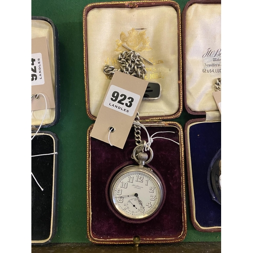 923 - A silver pocket watch by J W Benson of London with a subsidiary seconds dial, Arabic numerals, hallm... 