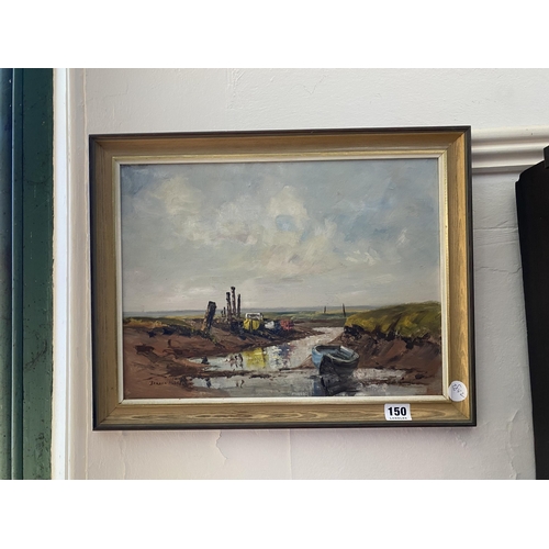 150 - A framed oil painting of a creek at Morston by Doreen Allan