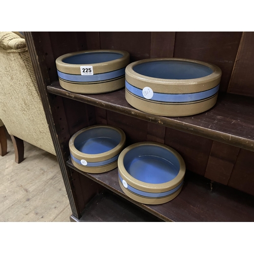 225 - 4 Bretby stoneware water bowls