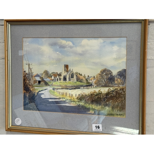 16 - A framed watercolour of Morston in Norfolk