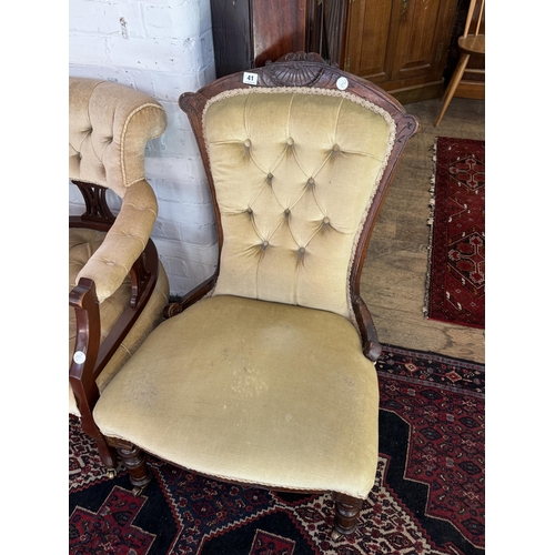 41 - An Edwardian button backed chair