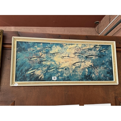 58 - A framed print of fish