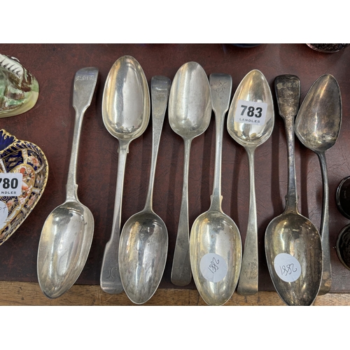 783 - 8 various silver serving spoons