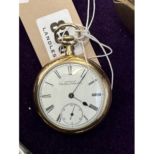 856 - A gold plated American pocket watch