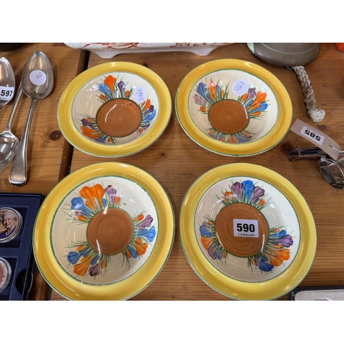 590 - 4 Clarice Cliff Bizarre bowls