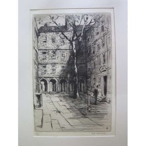 164 - Hilda E. Bonsey
Fountain Court
etching
signed in pencil and numbered 36/100
21 x 14 cm, mounted only... 