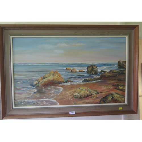 128 - Merol Skelton
Bay of Shaldon - near Teignmouth, Devon
oil on canvas
signed, label on the reverse
45 ... 