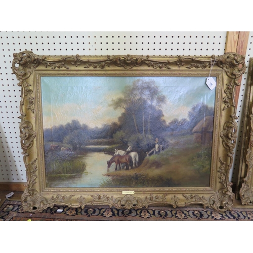 156 - D. Varley
Horse and cart in a river, and another similar - a pair
oil on canvas
signed
50 x 75 cm (2... 