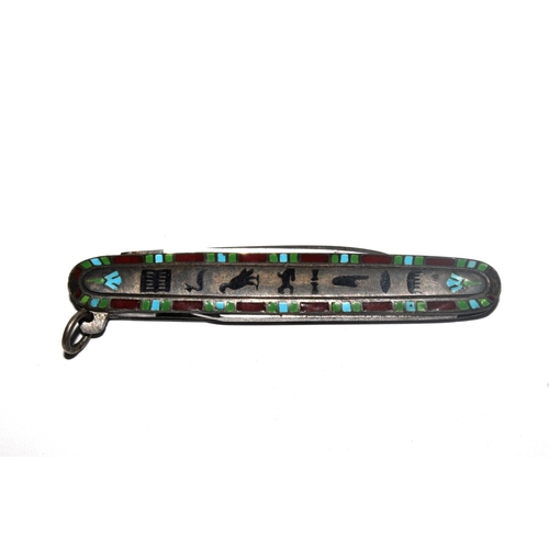 191 - An Egyptian revival enamelled penknife