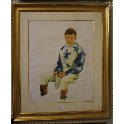 132 - Alan Brassington (b.1959)
Jockey on the scales
watercolour and pencil
signed
60 x 47 cm