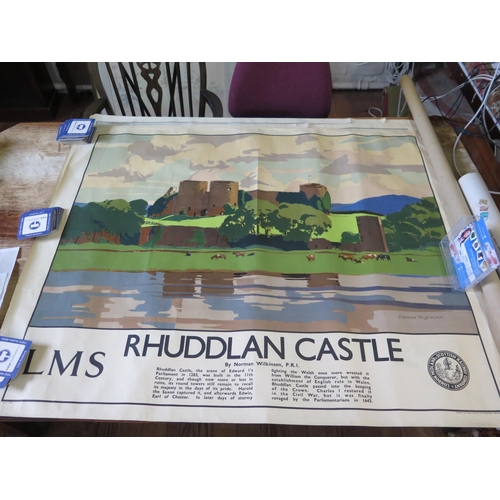 137 - An LMS railway poster of Rhuddlan Castle, after Norman Wilkinson, 127 x 102 cm (slight tears and cre... 