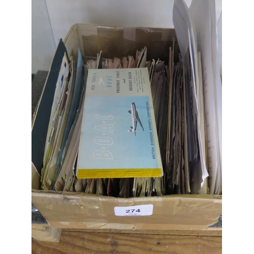 274 - A large collection of airline tickets, mainly BOAC, BEA, Air Canada and British Airways, including a... 