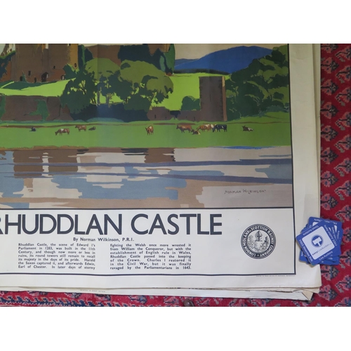 137 - An LMS railway poster of Rhuddlan Castle, after Norman Wilkinson, 127 x 102 cm (slight tears and cre... 