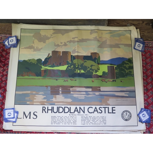 137 - An LMS railway poster of Rhuddlan Castle, after Norman Wilkinson, 127 x 102 cm (slight tears and cre... 