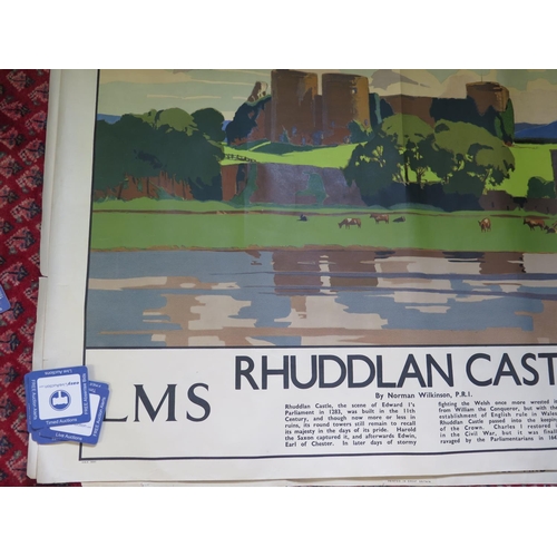 137 - An LMS railway poster of Rhuddlan Castle, after Norman Wilkinson, 127 x 102 cm (slight tears and cre... 