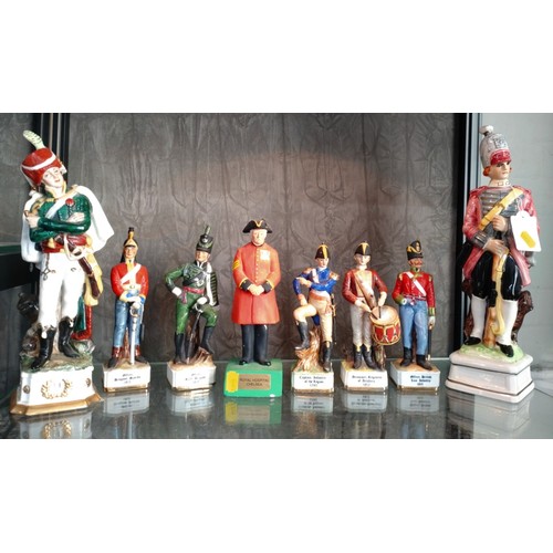 404 - Eight ceramic figures of officers and Captains including eight marks and Rosenfeld 20cm to 36cm (8)