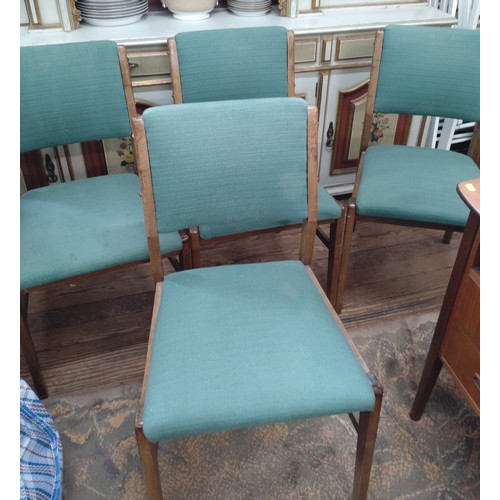 59 - Four Green Upholstered Dining Chairs. Circa 1960