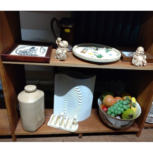 398 - A Franklin Porcelain Turkey bowl, wall clock and other items