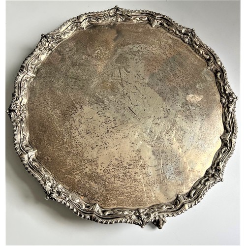 510 - A George III Shaped Circular Tray. London 1771.  With a later presentation inscription dated 1826. W... 